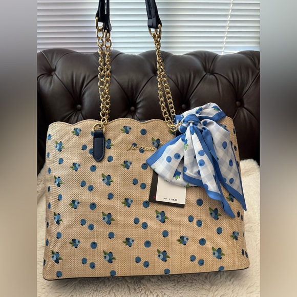 Betsey Johnson Handbags - Betsey Johnson NWT Blueberry 🫐 Woven Bag with Scarf Twilley